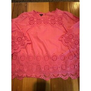 Talbots Woman’s Tunic Top. 2XL. Lined. Cotton. Pink. Lace. Ruffle